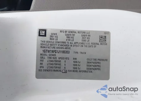 2018 GMC Savana 2500 Work Van from USA, damaged, VIN 1GTW7AFG1J1186353